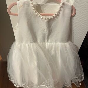 Elegant White Dress with Pearl Accents